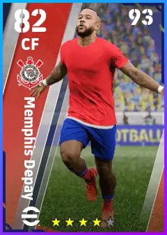 Memphis Depay eFootball 2026 player card — 82 OVR CF