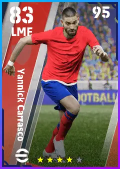 Yannick Carrasco eFootball 2026 player card — 83 OVR LMF