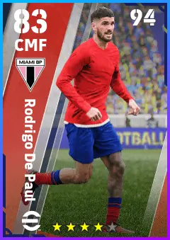 Rodrigo De Paul eFootball 2026 player card — 83 OVR CMF