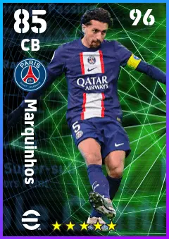 Marquinhos eFootball 2026 player card — 85 OVR CB