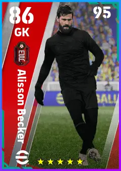 Alisson Becker eFootball 2026 player card — 86 OVR GK