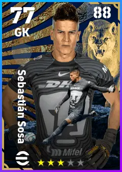 Sebastian Sosa eFootball 2026 player card — 77 OVR GK