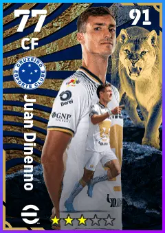 Juan Dinenno eFootball 2026 player card — 77 OVR CF