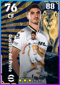Gustavo del Prete eFootball 2026 player card — 76 OVR CF