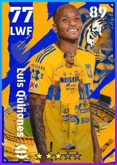 Luis Quinones eFootball 2026 player card — 77 OVR LWF
