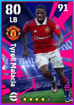Tyrell Malacia eFootball 2026 player card — 80 OVR LB