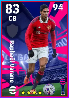 Raphael Varane eFootball 2026 player card — 83 OVR CB