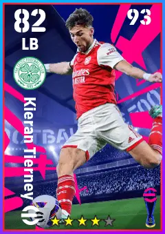 Kieran Tierney eFootball 2026 player card — 82 OVR LB