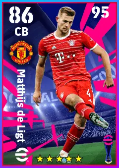 Matthijs de Ligt eFootball 2026 player card — 86 OVR CB