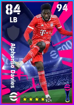 Alphonso Davies eFootball 2026 player card — 84 OVR LB