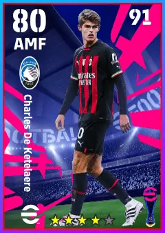 Charles De Ketelaere eFootball 2026 player card — 80 OVR AMF