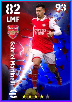 Gabriel Martinelli eFootball 2026 player card — 82 OVR LMF