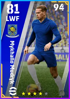 Mykhailo Mudryk eFootball 2026 player card — 81 OVR LWF
