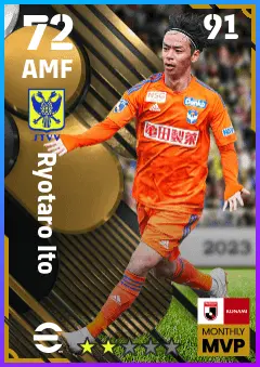 Ryotaro Ito eFootball 2026 player card — 72 OVR AMF
