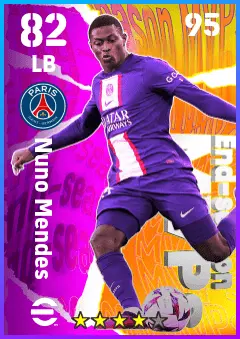 Nuno Mendes eFootball 2026 player card — 82 OVR LB