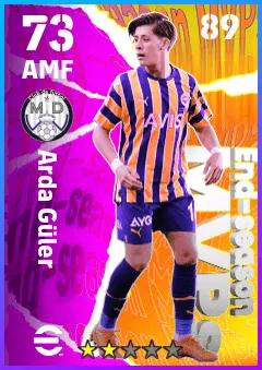 Arda Guler eFootball 2026 player card — 73 OVR AMF