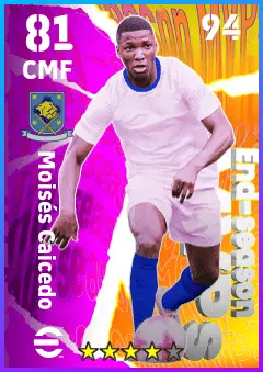 Moises Caicedo eFootball 2026 player card — 81 OVR CMF