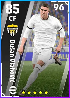 Dusan Vlahovic eFootball 2026 player card — 85 OVR CF