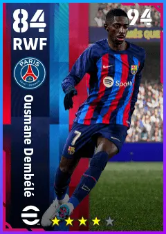 Ousmane Dembele eFootball 2026 player card — 84 OVR RWF