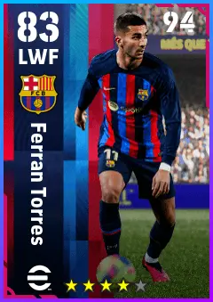 Ferran Torres eFootball 2026 player card — 83 OVR LWF