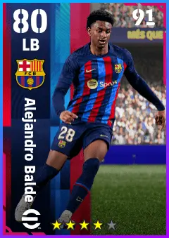 Alejandro Balde eFootball 2026 player card — 80 OVR LB