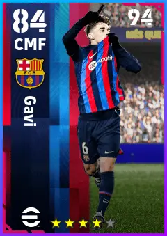 Gavi eFootball 2026 player card — 84 OVR CMF