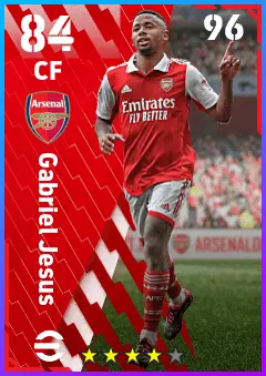 Gabriel Jesus eFootball 2026 player card — 84 OVR CF