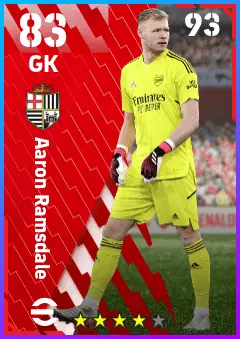 Aaron Ramsdale eFootball 2026 player card — 83 OVR GK