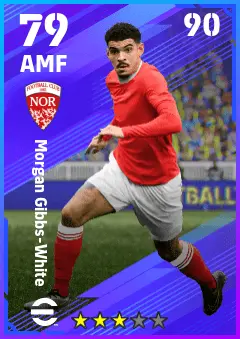 Morgan Gibbs-White eFootball 2026 player card — 79 OVR AMF