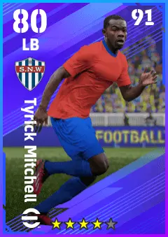 Tyrick Mitchell eFootball 2026 player card — 80 OVR LB