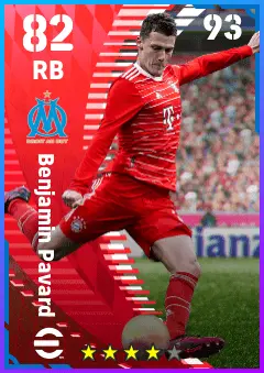 Benjamin Pavard eFootball 2026 player card — 82 OVR RB