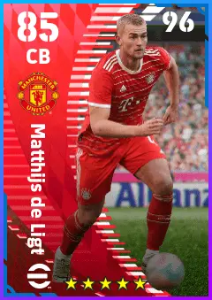 Matthijs de Ligt eFootball 2026 player card — 85 OVR CB