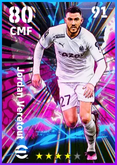 Jordan Veretout eFootball 2026 player card — 80 OVR CMF