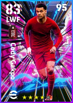 Cody Gakpo eFootball 2026 player card — 83 OVR LWF