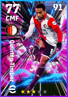 Quinten Timber eFootball 2026 player card — 77 OVR CMF