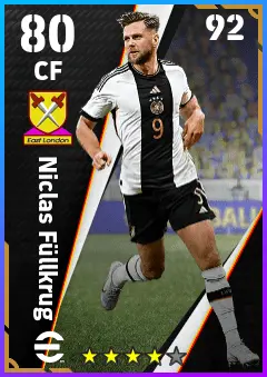 Niclas Fullkrug eFootball 2026 player card — 80 OVR CF