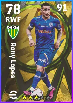 Rony Lopes eFootball 2026 player card — 78 OVR RWF