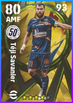 Teji Savanier eFootball 2026 player card — 80 OVR AMF