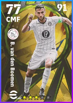 B. van den Boomen eFootball 2026 player card — 77 OVR CMF