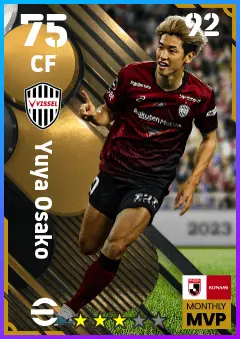 Yuya Osako eFootball 2026 player card — 75 OVR CF