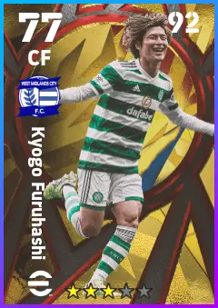 Kyogo Furuhashi eFootball 2026 player card — 77 OVR CF