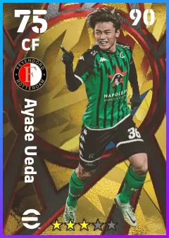 Ayase Ueda eFootball 2026 player card — 75 OVR CF