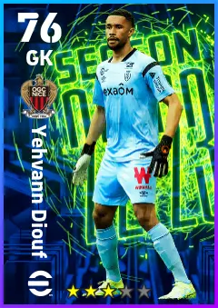 Yehvann Diouf eFootball 2026 player card — 76 OVR GK