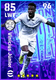 Vinicius Junior eFootball 2026 player card — 85 OVR LWF