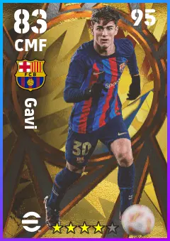 Gavi eFootball 2026 player card — 83 OVR CMF