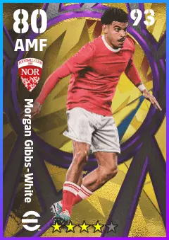 Morgan Gibbs-White eFootball 2026 player card — 80 OVR AMF