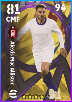 Alexis Mac Allister eFootball 2026 player card — 81 OVR CMF