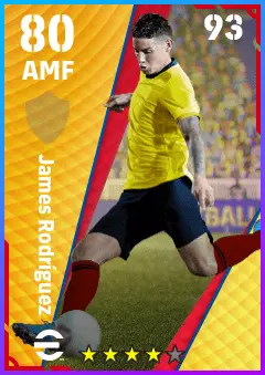 James Rodriguez eFootball 2026 player card — 80 OVR AMF
