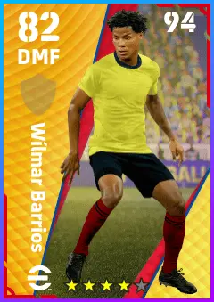 Wilmar Barrios eFootball 2026 player card — 82 OVR DMF