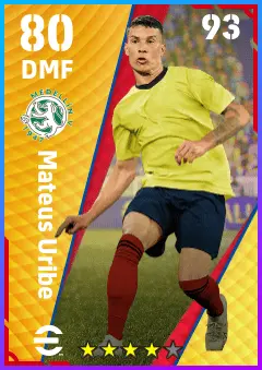 Mateus Uribe eFootball 2026 player card — 80 OVR DMF